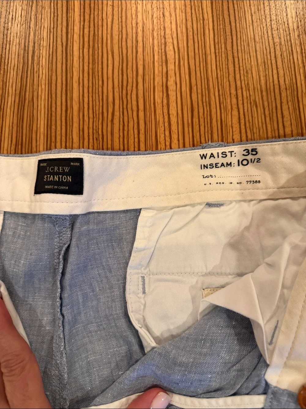 J. Crew Chambray Blue Linen Blend Flat-Front Shorts